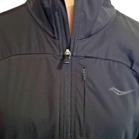 Saucony Packable Running Jacket Women’s Large Black Full Zip - Picture 2 of 9